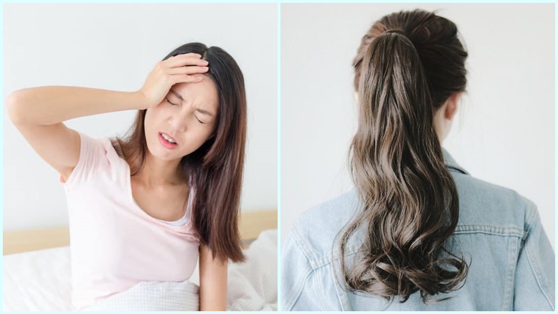 Hạn chế buộc tóc đuôi ngựa để giảm rụng tóc.