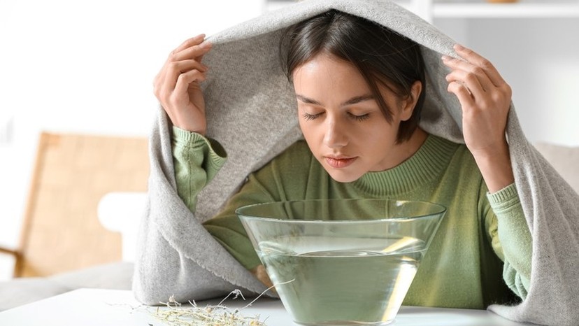 Xông hơi nhẹ giúp thông mũi, làm dịu niêm mạc và giảm nghẹt mũi hiệu quả.