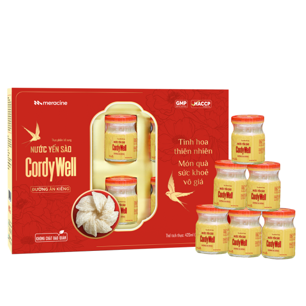 Thực phẩm bổ sung Nước Yến Sào CordyWell Đường Ăn Kiêng Hộp 6 Lọ