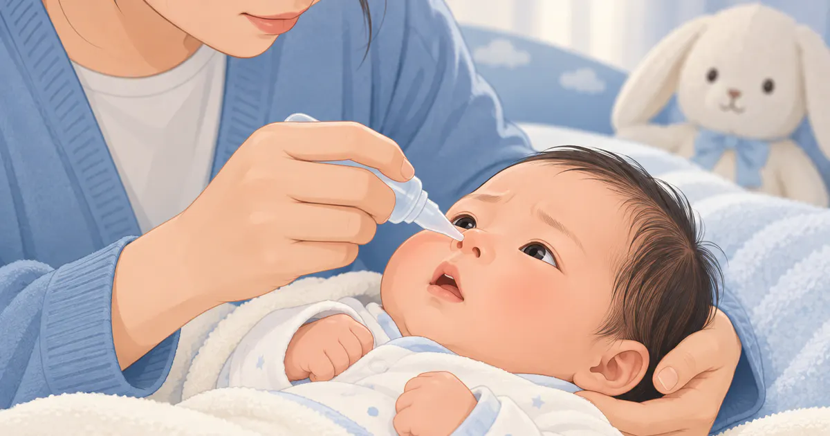 Minh họa vệ sinh mũi nhẹ nhàng cho trẻ sơ sinh tại nhà