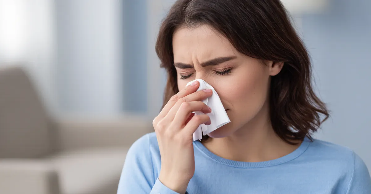 Bệnh viêm xoang dị ứng có nguy hiểm không qua hình ảnh người trưởng thành bị nghẹt mũi dị ứng