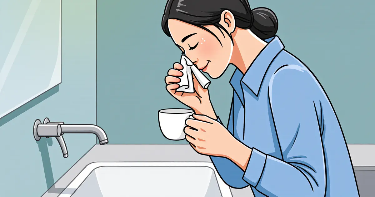 Minh họa người bệnh thực hiện chăm sóc mũi an toàn tại nhà