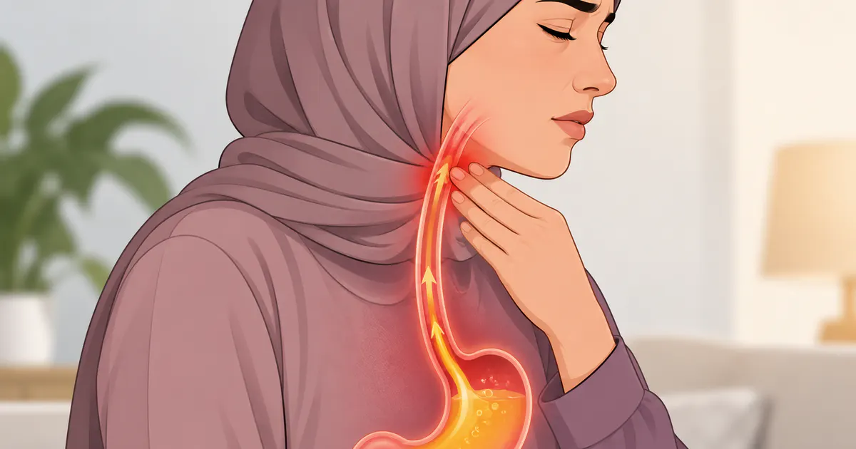 Minh họa cảm giác vướng họng và kích ứng do trào ngược