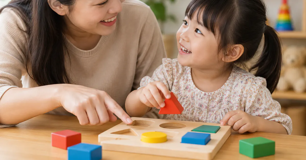 Cha mẹ chơi ghép hình cùng bé để rèn chú ý và ghi nhớ