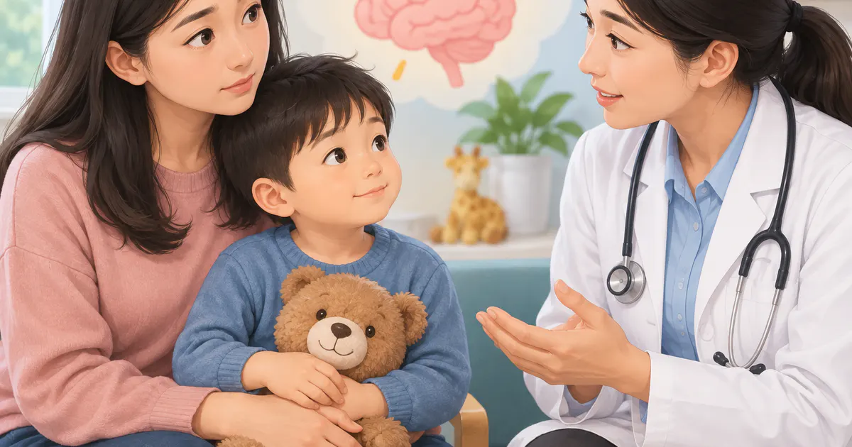 Cha mẹ trao đổi với bác sĩ khi lo lắng về sự phát triển của bé