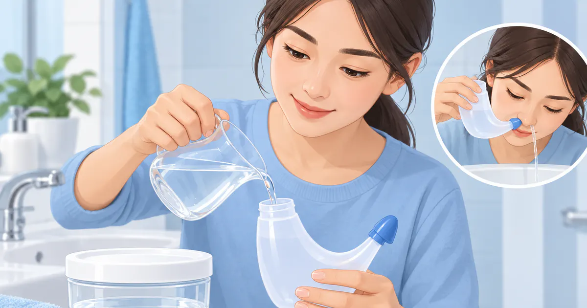 Chuẩn bị dung dịch và dụng cụ sạch trước khi rửa mũi