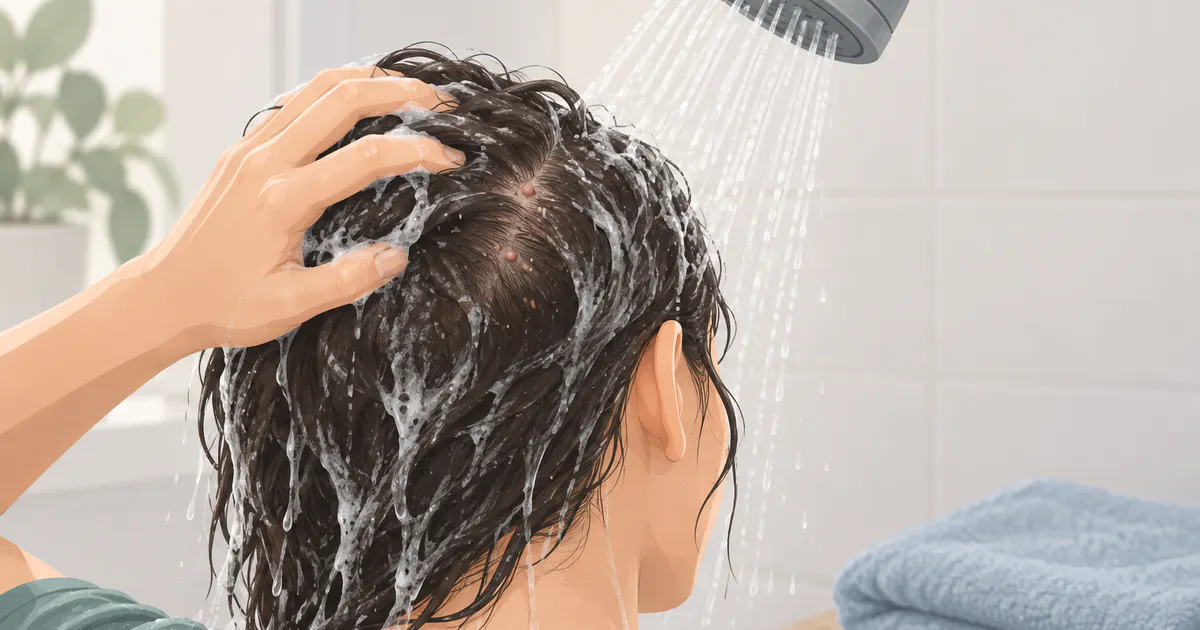 Minh họa cách chăm sóc nhẹ nhàng và giữ da đầu sạch thoáng