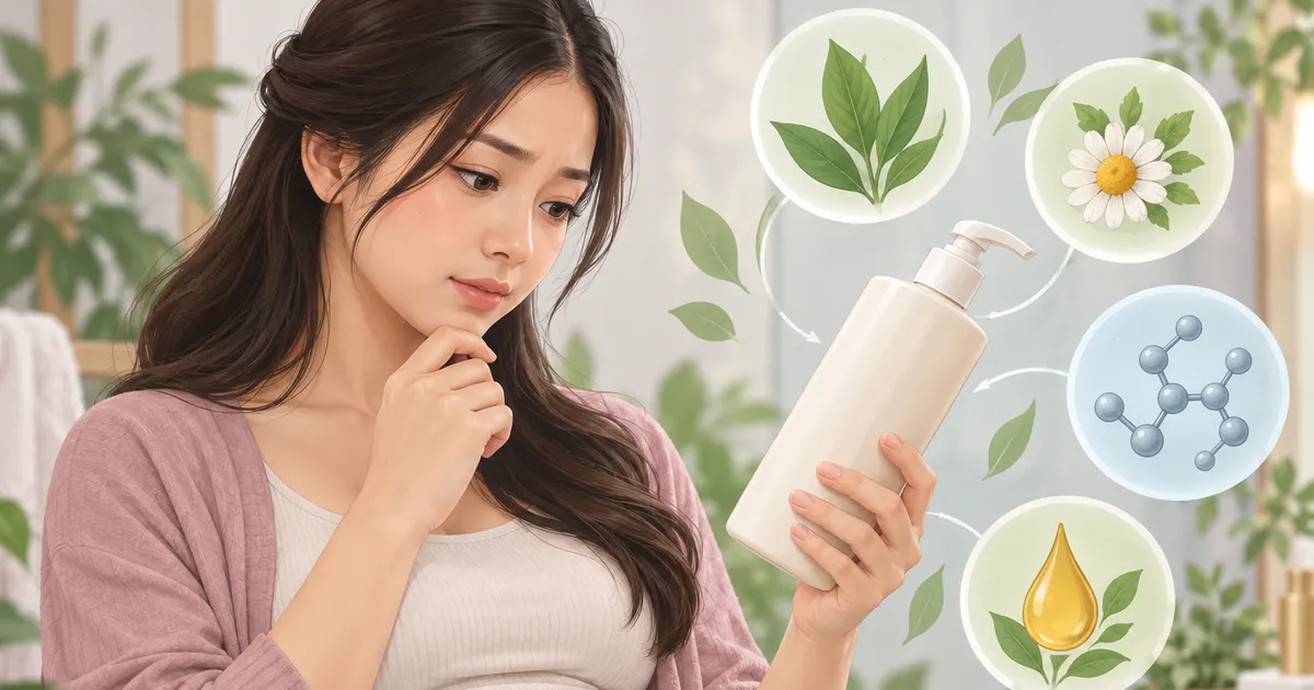 Mẹ bầu kiểm tra thông tin sản phẩm chăm sóc tóc