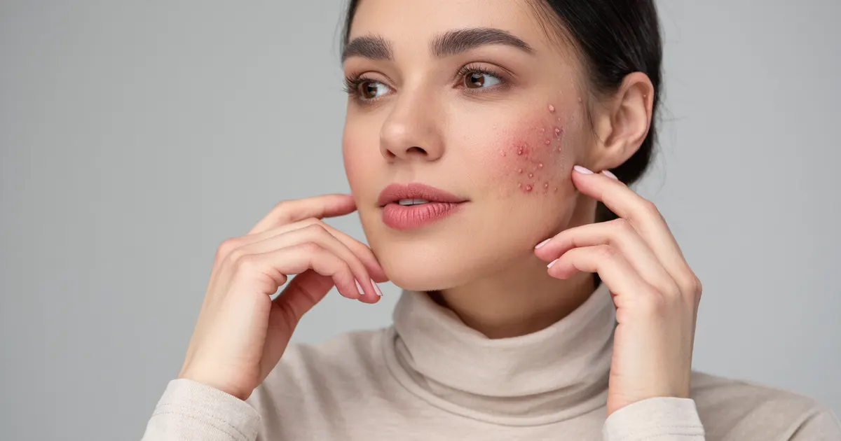 Dấu hiệu dị ứng mỹ phẩm nhẹ với vùng da mặt đỏ và ngứa được chăm sóc an toàn