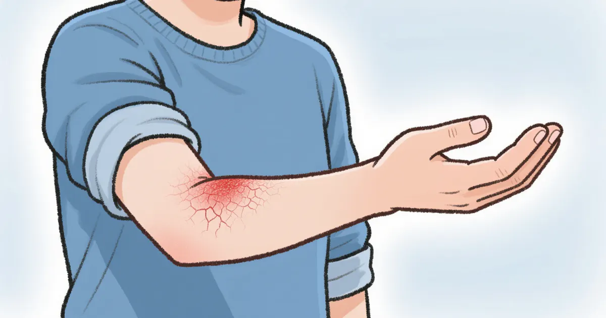 Minh họa vùng da cẳng tay khô đỏ và ngứa nhẹ