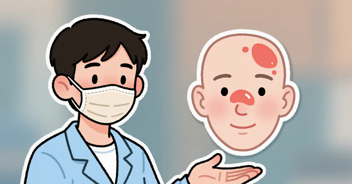 Minh họa nhân viên y tế tư vấn nhóm sản phẩm bôi ngoài da cho viêm da tiết bã