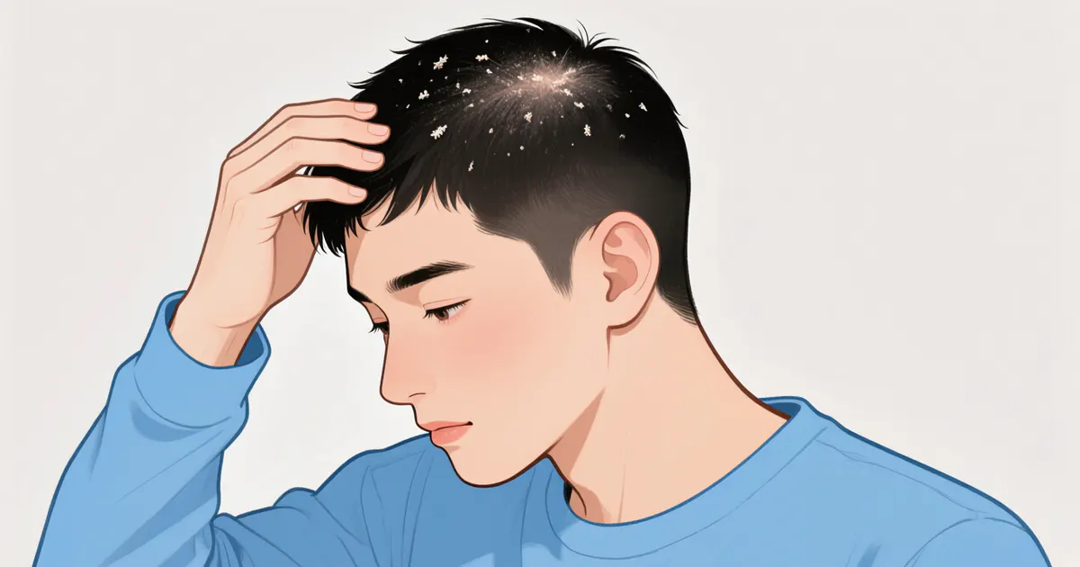 Minh họa các dấu hiệu ngứa và bong vảy cần chú ý khi nghi nấm vẩy gầu