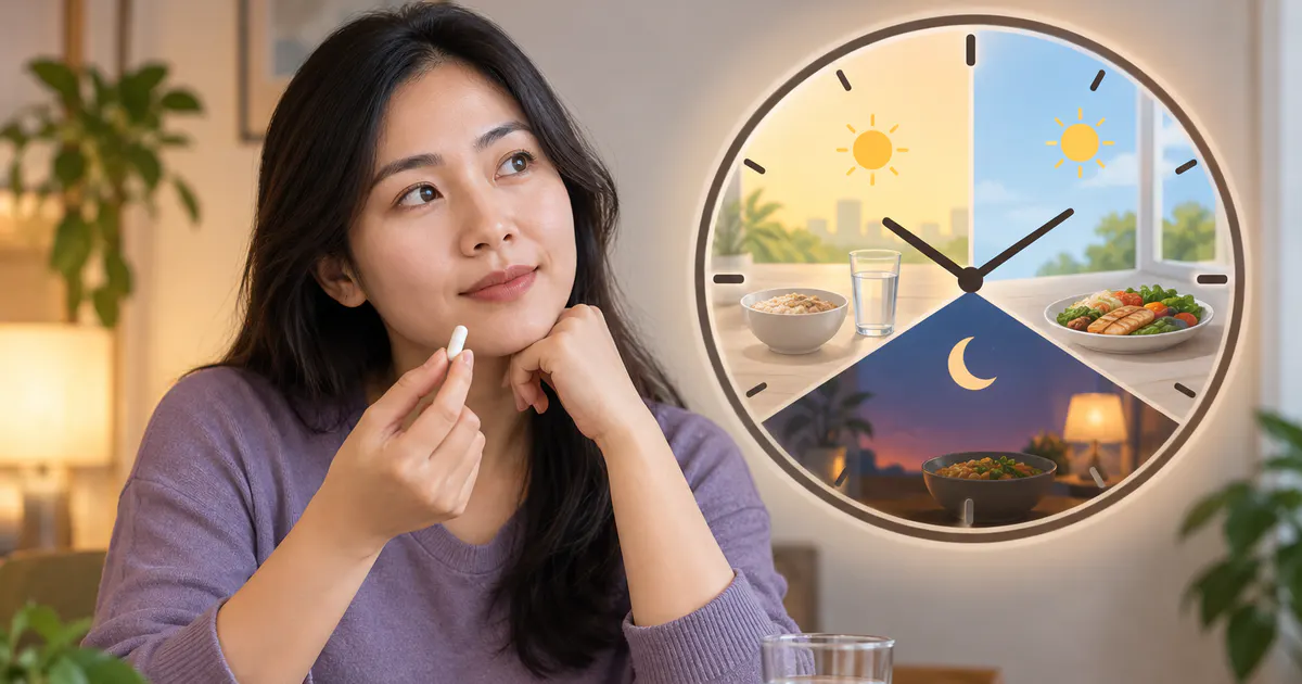 Minh họa các thời điểm trong ngày khi cân nhắc uống thuốc bổ não