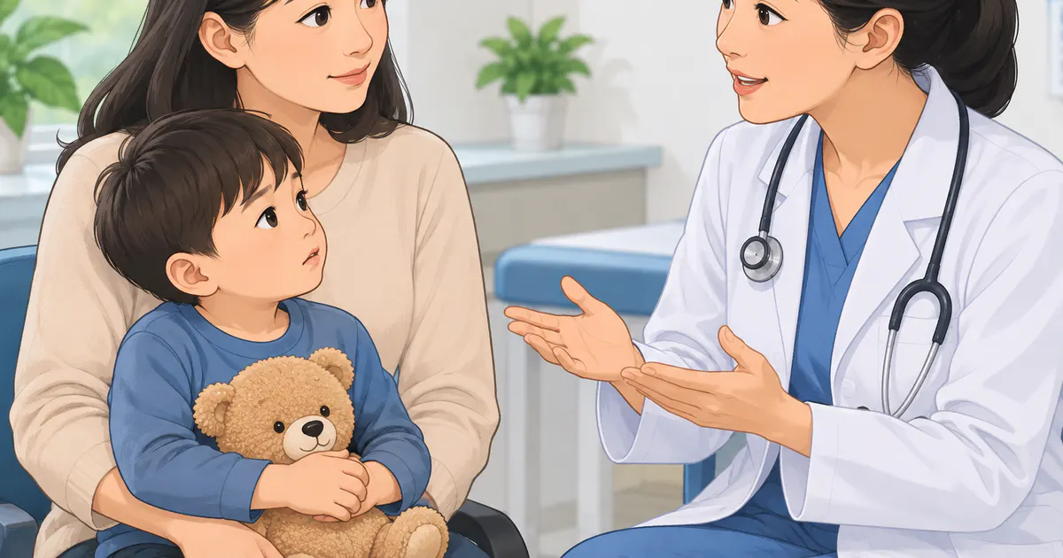 Phụ huynh trao đổi với nhân viên y tế khi trẻ có dấu hiệu cần khám