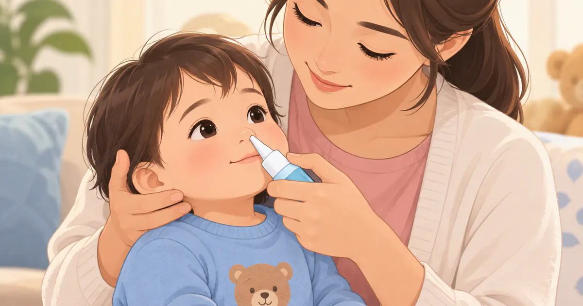 Cha mẹ hỗ trợ trẻ nhỏ vệ sinh mũi an toàn