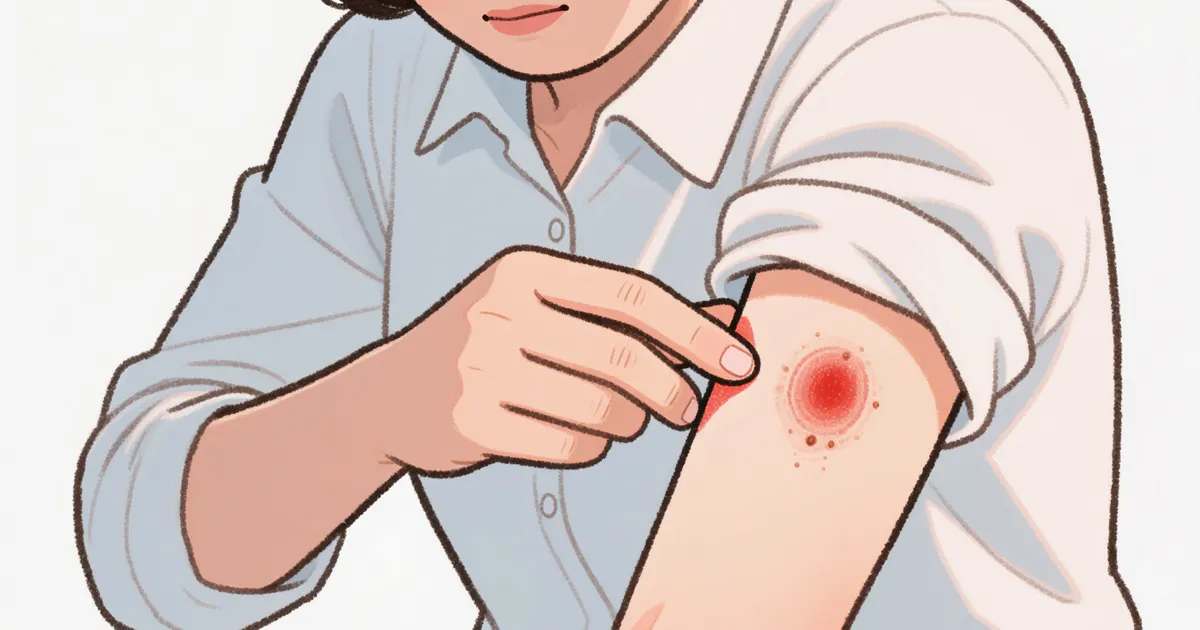 Người trưởng thành chăm sóc vùng da đỏ ngứa do thuốc bôi viêm da tiếp xúc dị ứng