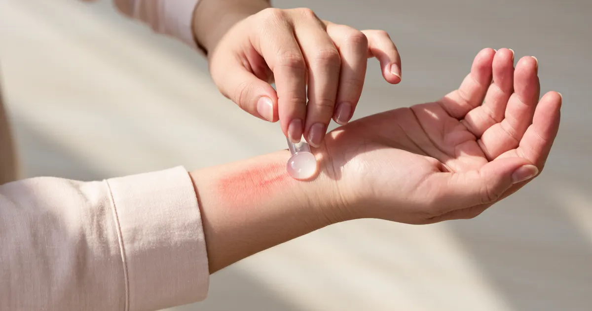Thuốc mỡ bôi viêm da cơ địa bên cạnh bàn tay đang được chăm sóc dịu nhẹ