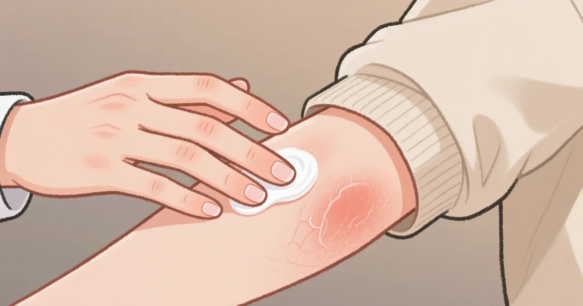 Minh họa bôi dưỡng ẩm cho vùng da khô do viêm da cơ địa