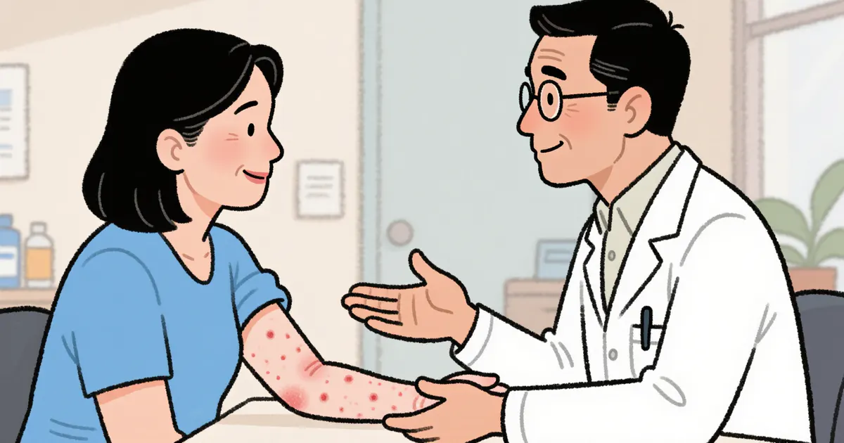 Người bệnh trao đổi với bác sĩ khi viêm da cơ địa nặng hơn