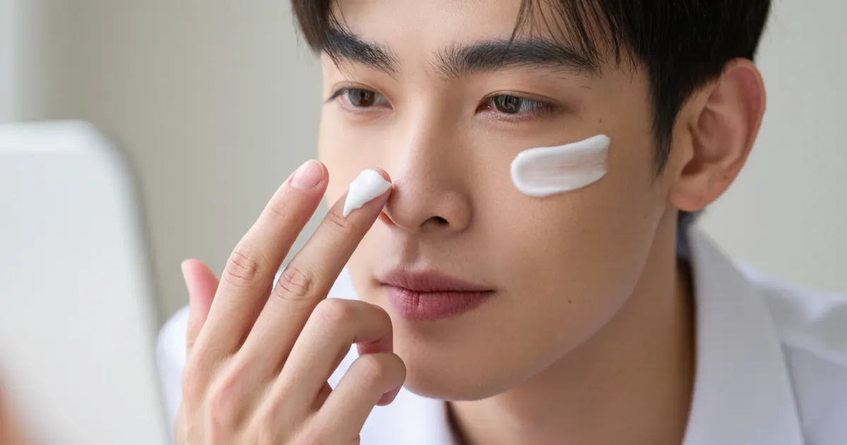 Người bệnh thoa thuốc đúng cách trên vùng da mặt bị viêm da dầu