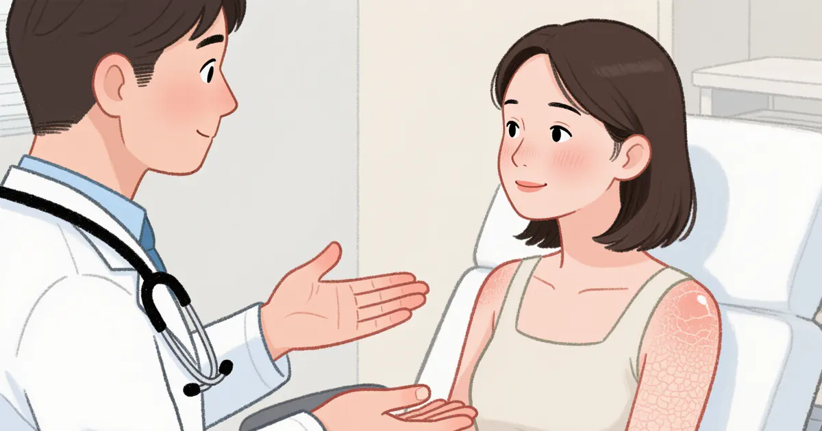 Người bệnh trao đổi với bác sĩ khi viêm da dầu kéo dài