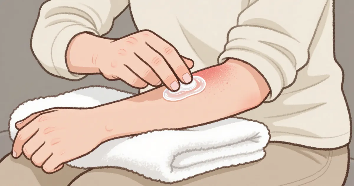 Người bệnh dưỡng ẩm nhẹ nhàng cho vùng da khô do viêm da dị ứng
