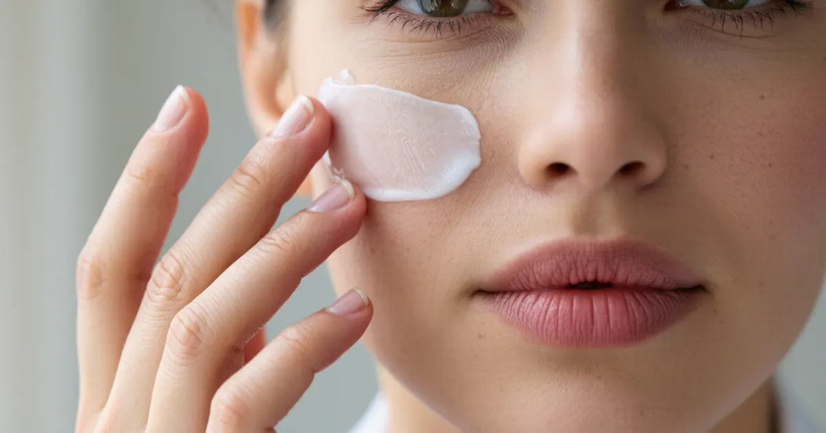 Cận cảnh bôi một lớp thuốc mỏng lên vùng da mặt bị tổn thương