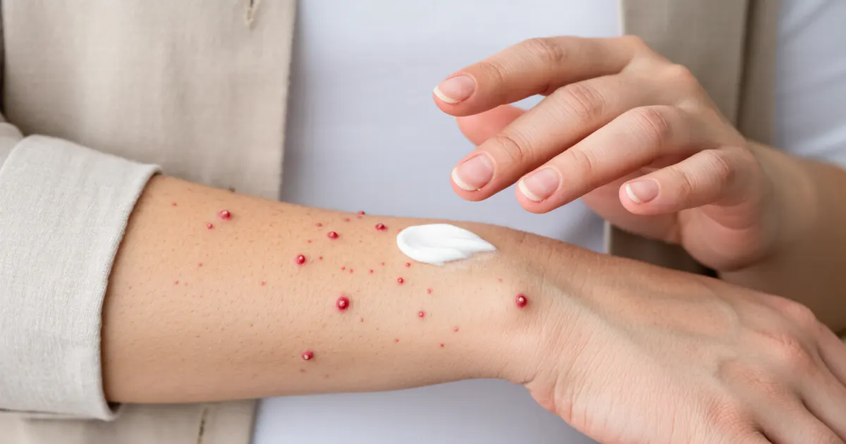 Cận cảnh làn da được chăm sóc khi dùng thuốc trị viêm lỗ chân lông an toàn