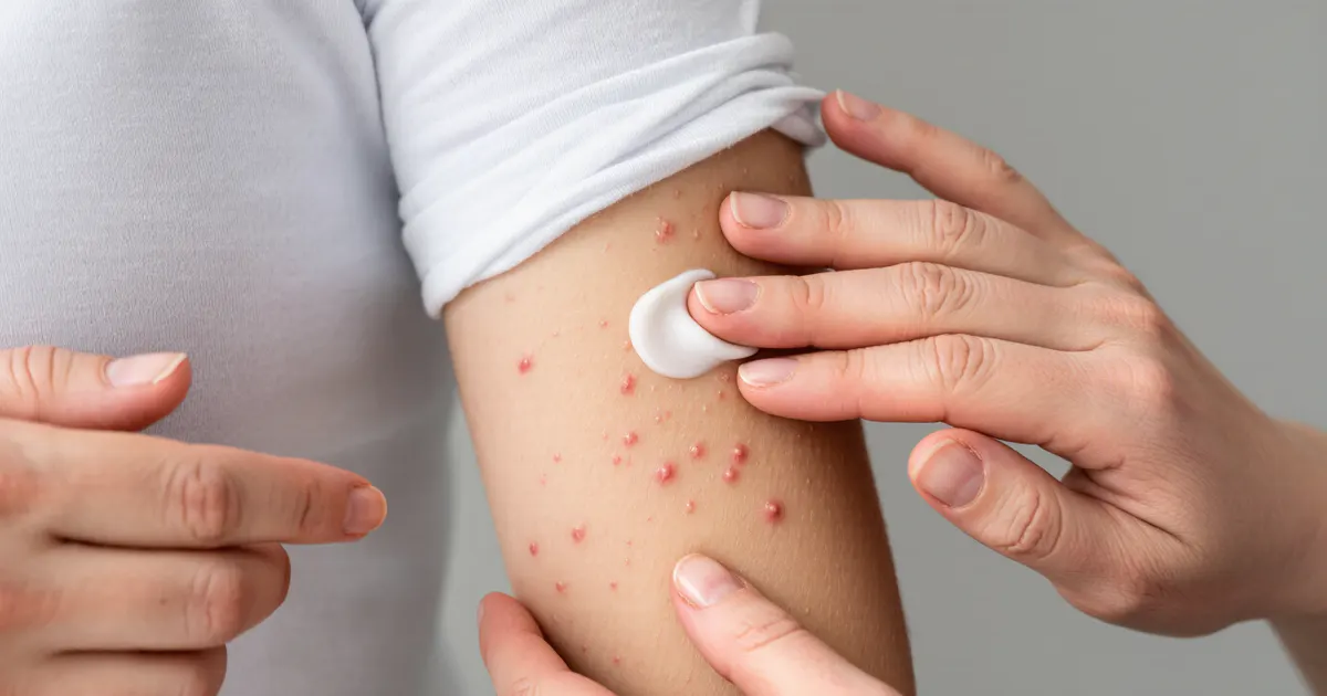 Hướng dẫn bôi một lớp thuốc mỏng lên vùng da bị viêm quanh nang lông