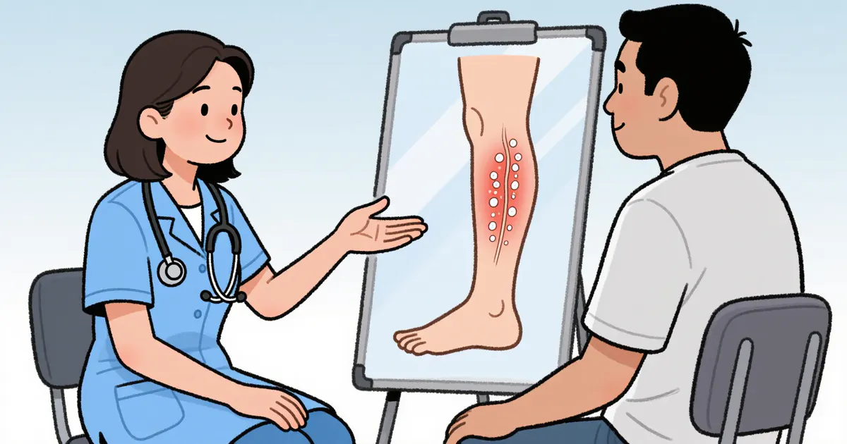 Minh họa tư vấn lựa chọn thuốc cho viêm nang lông ở chân