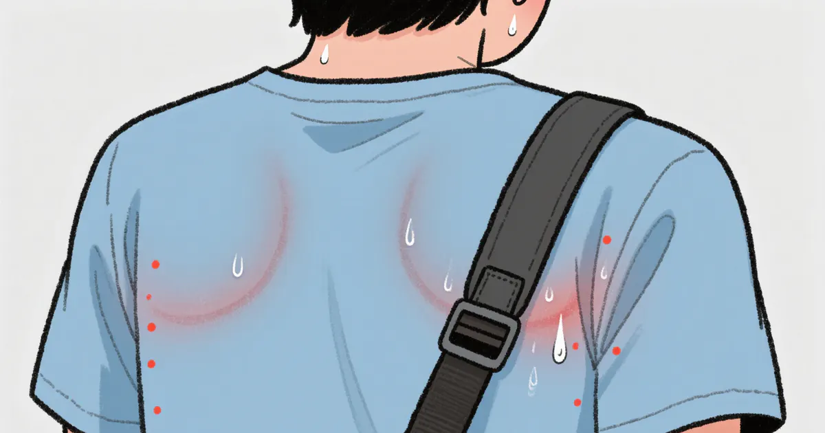 Minh họa mồ hôi và ma sát có thể khiến viêm nang lông ở lưng tái phát