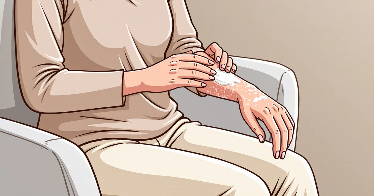 Minh họa thoa dưỡng ẩm nhẹ nhàng để chăm sóc da viêm cơ địa