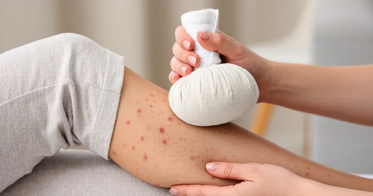 Chườm ấm nhẹ lên vùng da chân bị kích ứng quanh nang lông