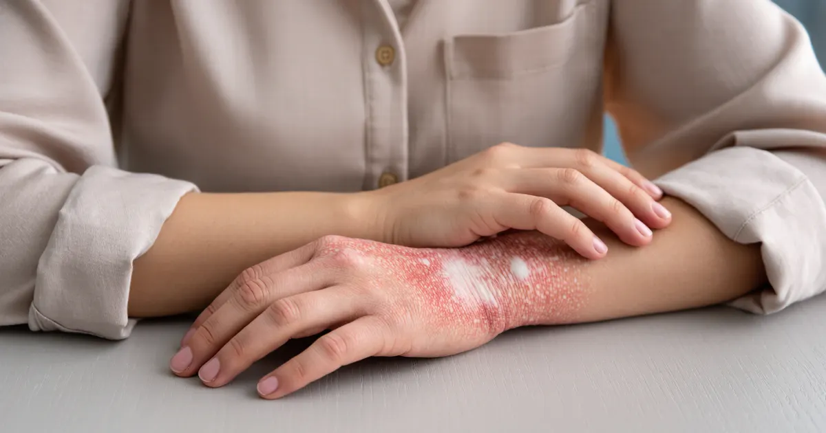 Cận cảnh tránh gãi vùng da đang kích ứng do viêm da chàm