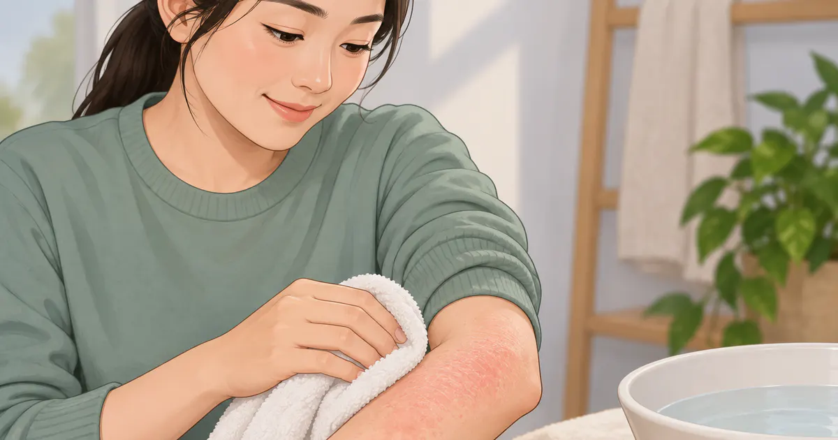 Minh họa chăm sóc da nhẹ nhàng khi bị viêm da chàm