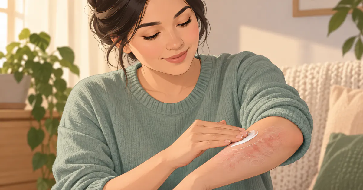 Minh họa thói quen dưỡng ẩm giúp theo dõi và hạn chế tái phát viêm da chàm