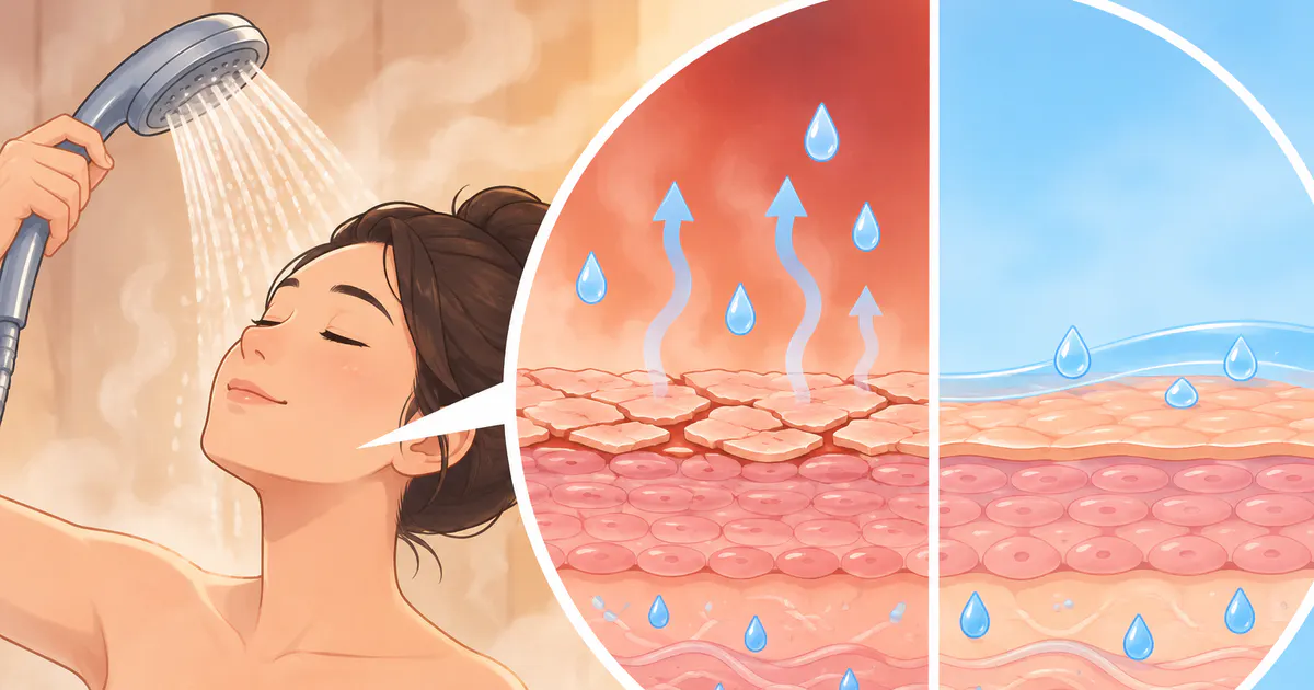 Minh họa nước nóng có thể làm suy yếu hàng rào bảo vệ da ở người viêm da cơ địa