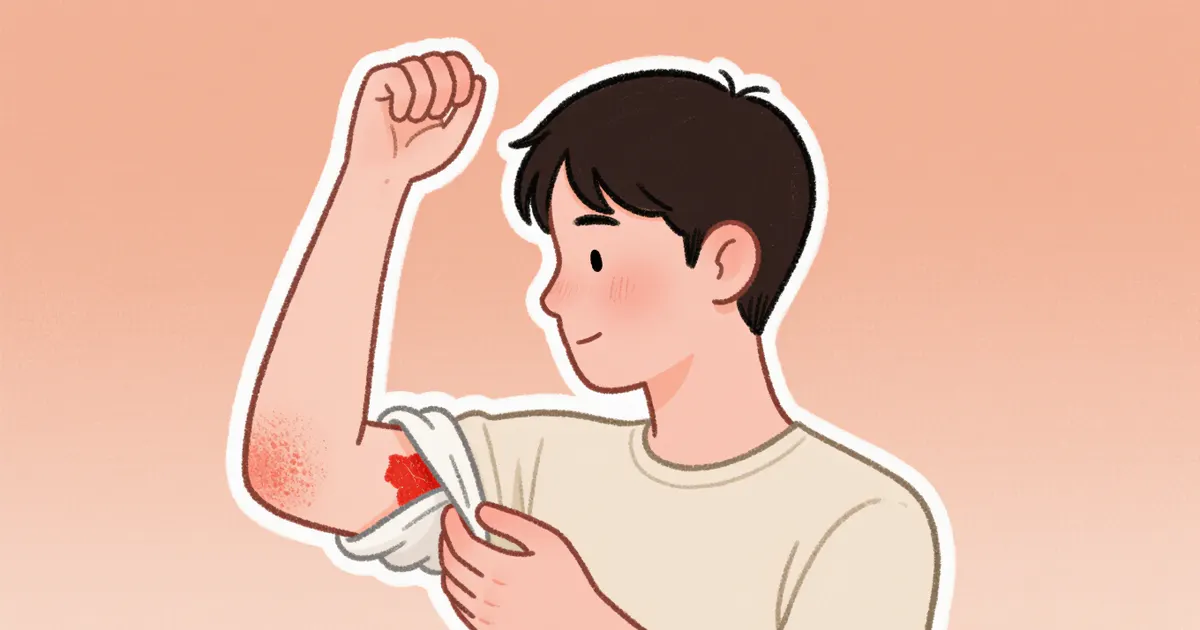 Minh họa vùng da khô đỏ và ngứa thường gặp ở nếp gấp khuỷu tay