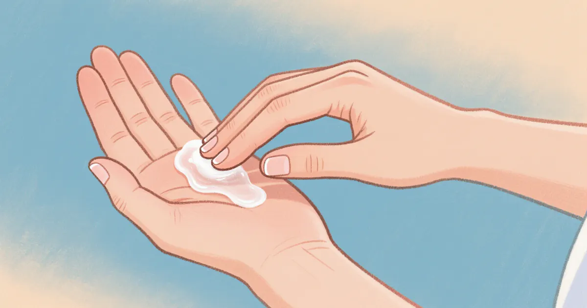 Minh họa dưỡng ẩm bàn tay trong chăm sóc viêm da cơ địa người lớn