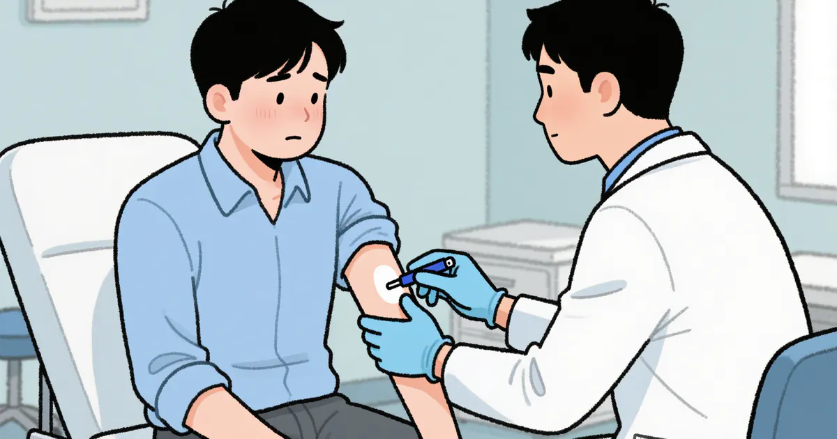 Người lớn trao đổi với bác sĩ khi triệu chứng viêm da cơ địa kéo dài