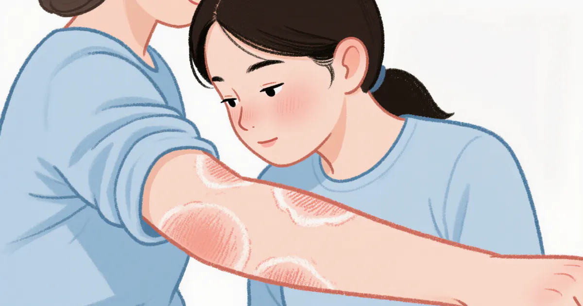 Minh họa các mảng da khô và ngứa thường gặp khi viêm da cơ địa