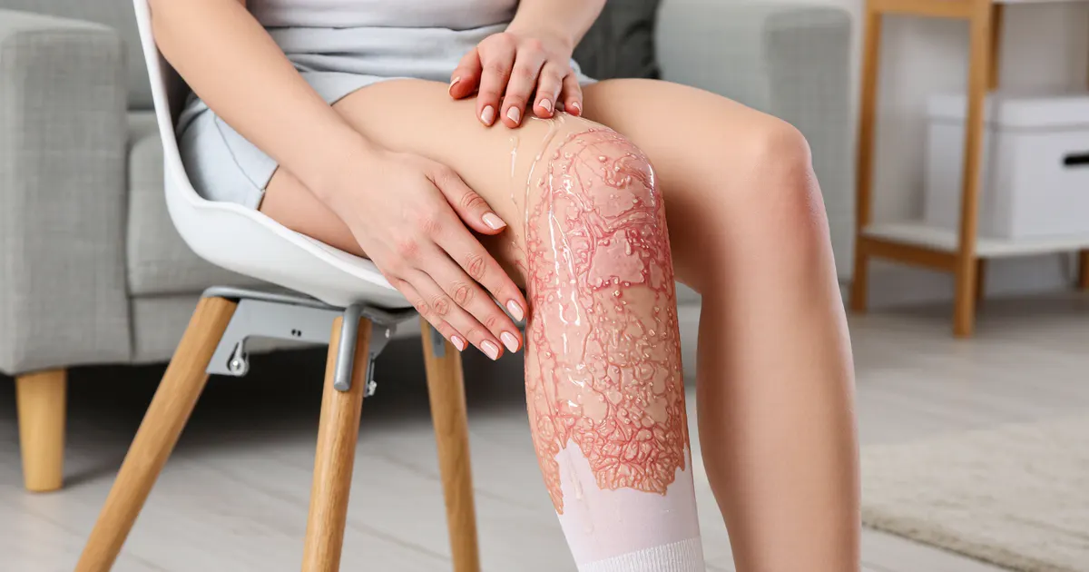 Người chăm sóc vùng da khô ngứa do viêm da cơ địa ở chân tại nhà