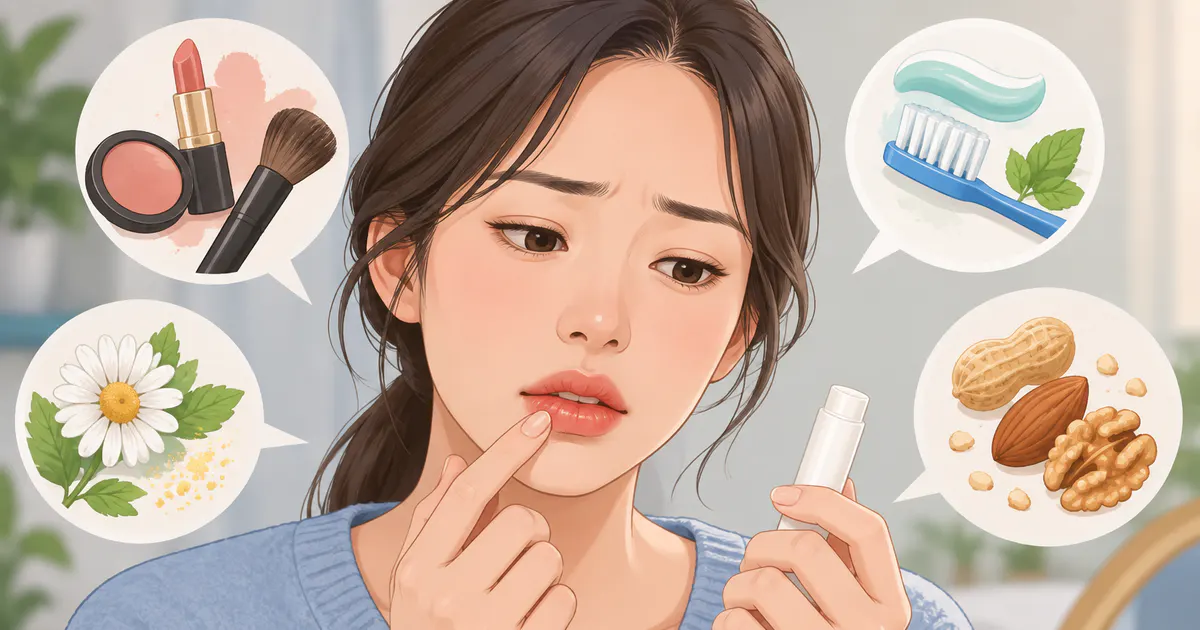 Minh họa các tác nhân có thể liên quan đến viêm môi dị ứng