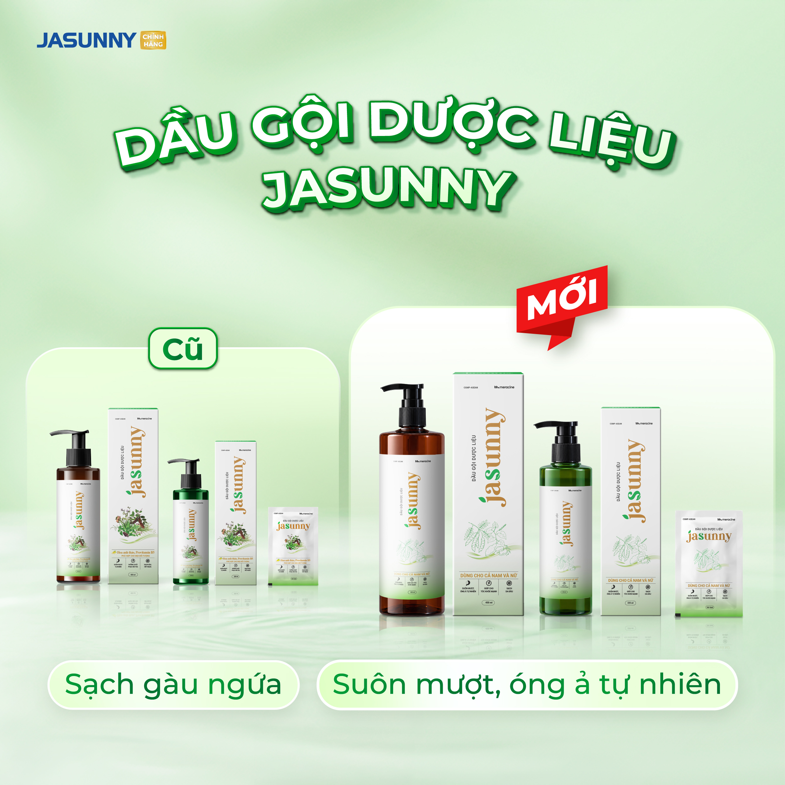 Bộ sản phẩm Dầu gội dược liệu Jasunny có diện mạo mới Bộ sản phẩm Dầu gội dược liệu Jasunny có diện mạo mới