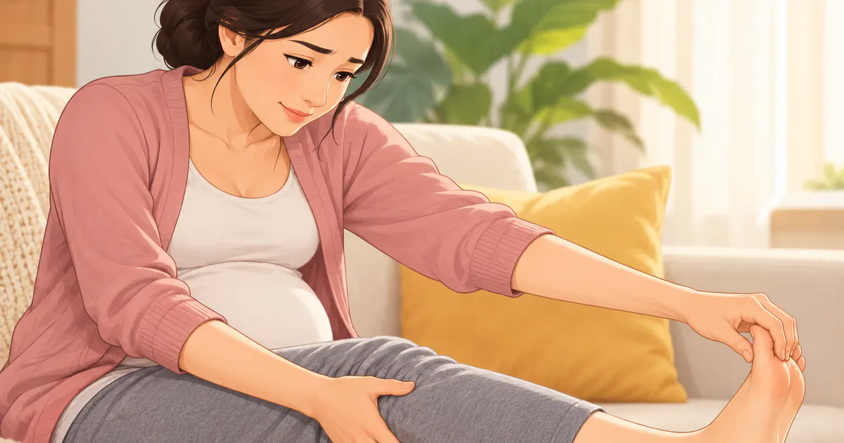 Minh họa mẹ bầu kéo giãn bàn chân và bắp chân an toàn