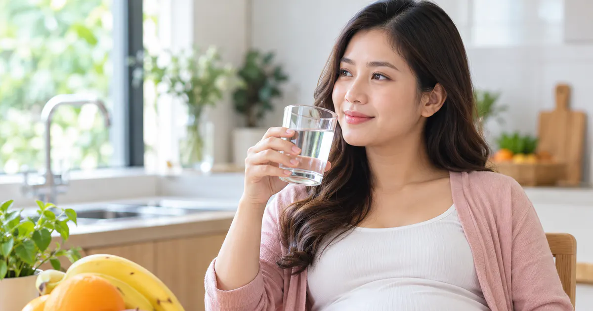 Bà bầu bị táo bón uống nước gì: mẹ bầu uống nước lọc trong thai kỳ