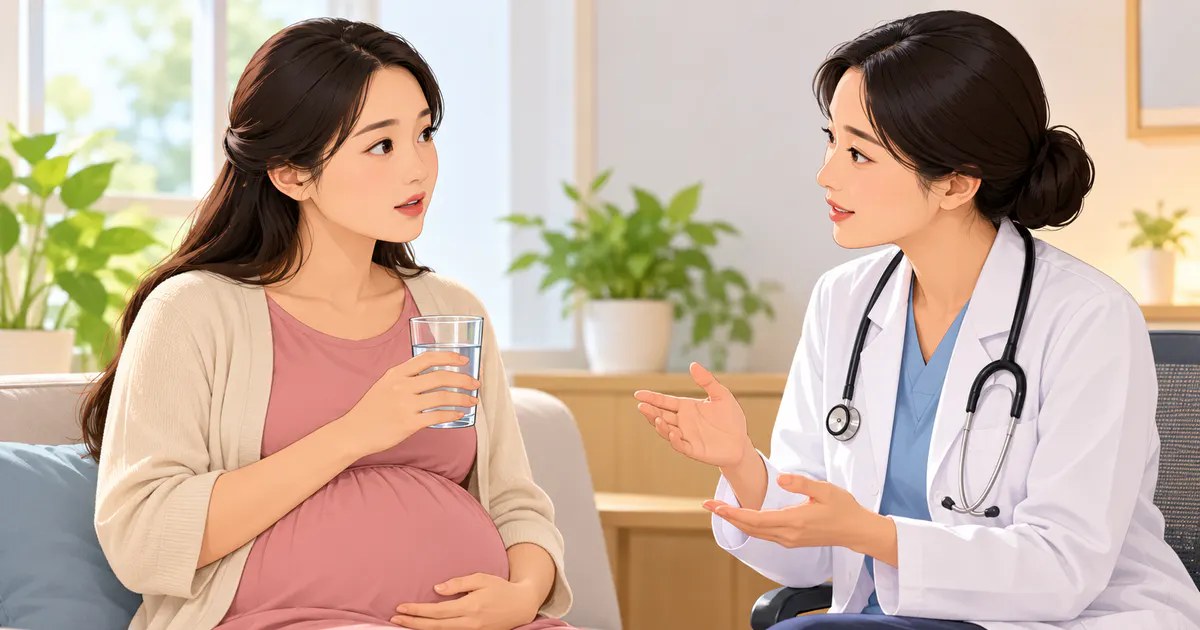 Mẹ bầu trao đổi với nhân viên y tế khi táo bón có dấu hiệu bất thường