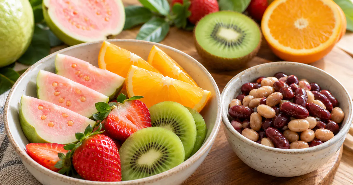Trái cây giàu vitamin C kết hợp với thực phẩm giàu sắt cho mẹ bầu