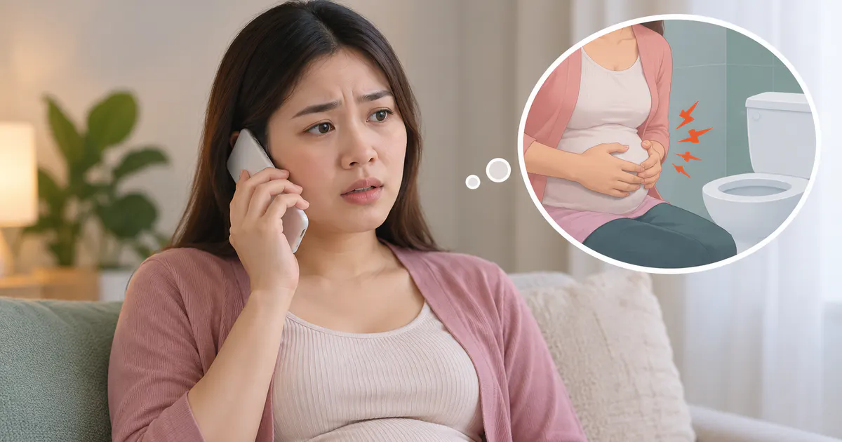 Minh họa mẹ bầu chủ động liên hệ cơ sở y tế khi có dấu hiệu cảnh báo