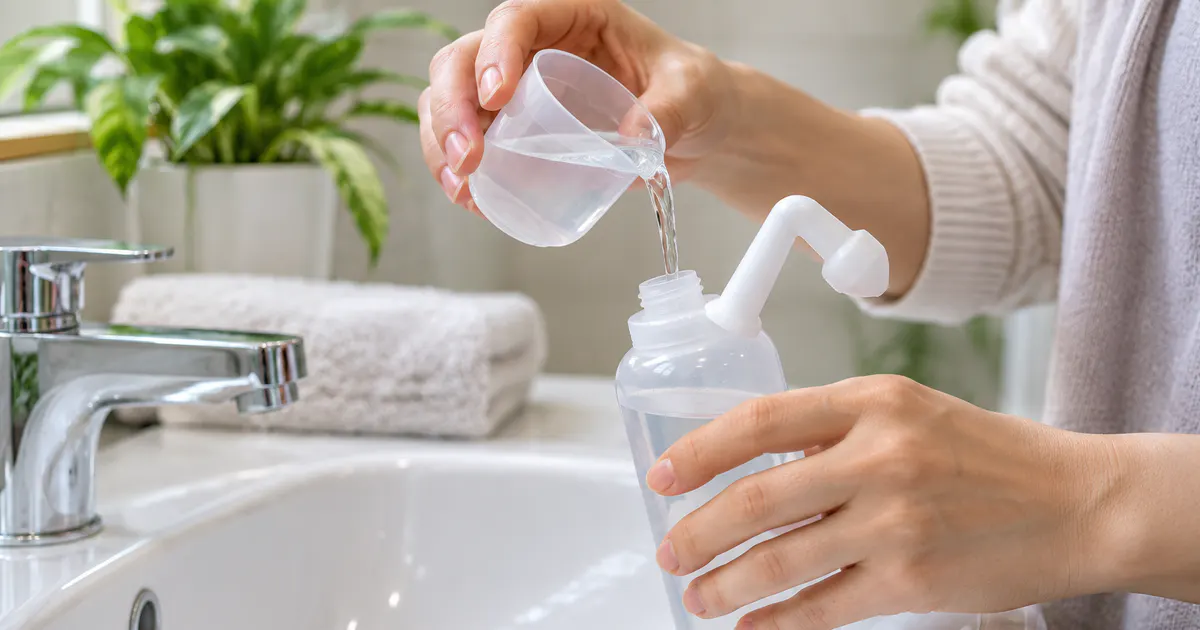 Chuẩn bị dụng cụ vệ sinh mũi an toàn khi chăm sóc viêm mũi dị ứng tại nhà
